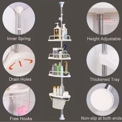 4 Tier Telescopic Shower Corner Shelf Caddy Hold Bathroom Storage Organiser Rack • $28.99