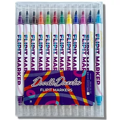 DoodleDazzles FlipIt Markers - Double-Sided Color-Changing Magic Markers - Ar... • $31.17