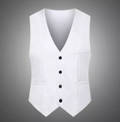 Men's Trendy Formal Business Slim Fit Casual Dress Vest Suit Tuxedo Waistcoat • $19.86