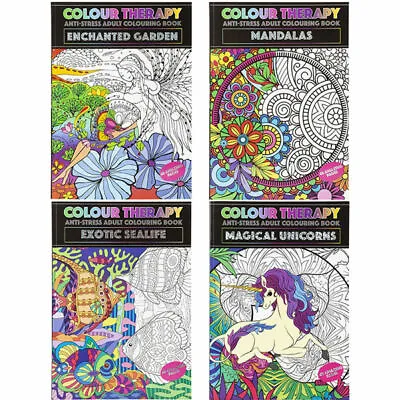 Colour Therapy Colouring Book - Anti Stress Colour In Relax Adult Mental Health • £3.19