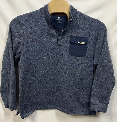 Woolrich Sweater Mens Large Blue 1/4 Snap Button Pullover Fleece Long Sleeve • $24.99