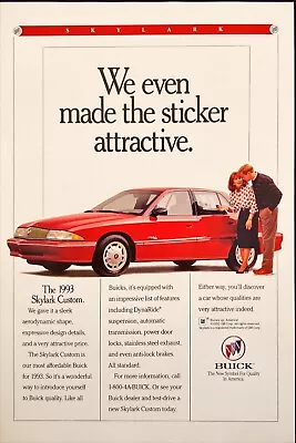 Buick Skylark Custom Red Car Couple Looking At Price Vintage Print Ad 1993 • $11.51