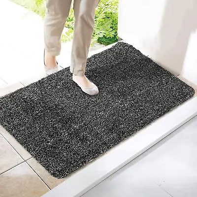 Super Absorbent Magic Door Mat Clean Step Washable Indoor Anti Slip Mat Black • £8.95