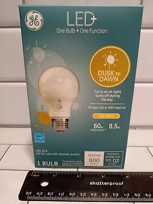 GE LED+ Dusk To Dawn 60w Outdoor Light Bulb Soft White 8.5W 60 Watt EQ A19 E26 • $11.99