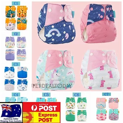 Happy Flute Baby Reusable Double Gusset Cloth Nappy Diaper Cover 1 Set X 4 Piece • $44.95