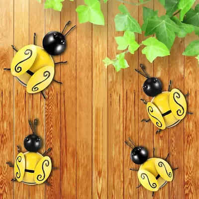 4 Pack Colorful Cute Metal Ladybugs Garden Wall Art Decorative Yard Decorations • $22.62