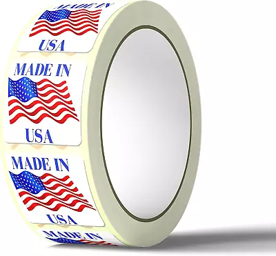  Made In USA  Labels 1 X 1 Inches American Flag Stickers Glossy Paper 1000 PCS  • $9.38