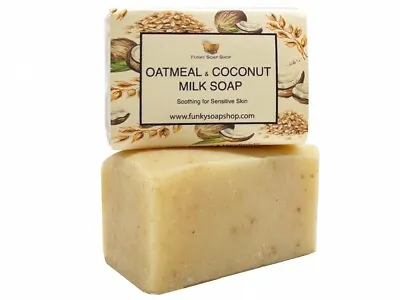 1 Piece Oatmeal & Coconut Milk Soap Fragrance Free 100% Natural Handmade 65g  • £4.90