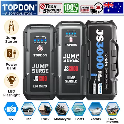 TOPDON Car Jump Starter 12V Battery Booster Jumper Pack Box Power Bank Portable • $89.99