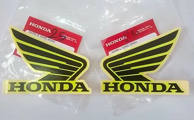Honda GENUINE Wing Fuel Tank Decal  Sticker 95mm BLACK + LEMON ICE YELLOW • £9.35