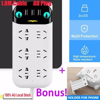 Power Board 6 Way Outlets Socket 3 USB Charging Charger Ports Surge Protector AU • $17.59