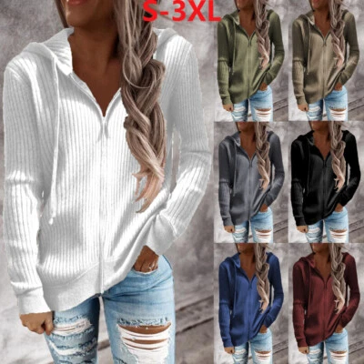 £15.99 • Buy Casual Women's Holiday Coat Cardigan Zip Up Ladies Jacket Hooded Tops Plus Size