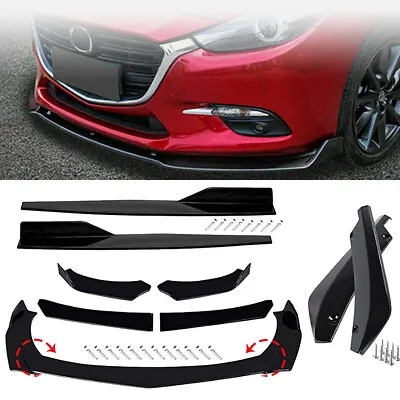 For MAZDA Side Skirt Front Bumper Lip Chin Spoiler Splitter Glossy Black Body • $55.99