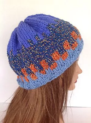 Beanie Beret Slouch Hat Hand Knit Multicolor Designer Fashion Speckles  Ski  • $35.10