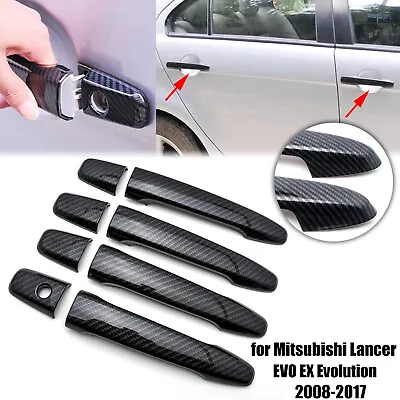 For Mitsubishi Lancer EX Evolution X EVO Carbon Fiber Style Door Handle Cover 4x • $25.88