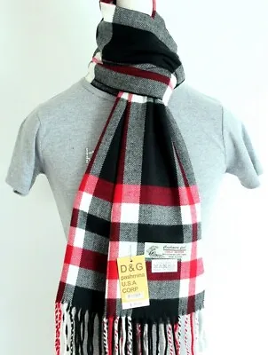 DG Men's Winter Scarf  Black Red White Cashmere Feel-Soft Unisex • $9.99