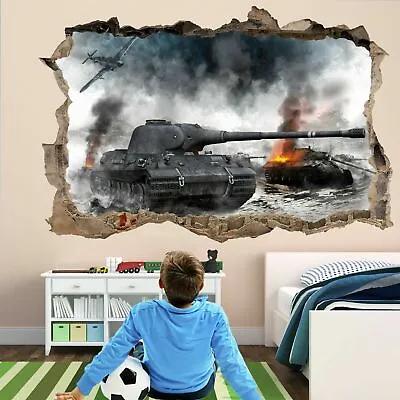 Army Battle War Tank Military 3D Wall Sticker Mural Decal Kids Boys Room DP17 • $29.86