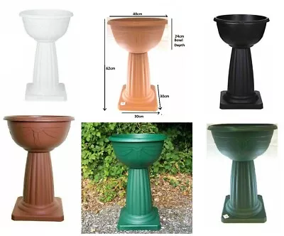 Jardiniere Tall Pedestal Plastic Round Garden Plant Patio Flower Pot Bowl Stand • £12.95