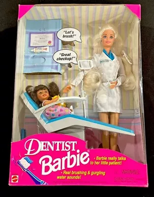 1997 DENTIST BARBIE Playset  Talking  Blonde Doll W Patient #17255  NRFB NIB • $29.99