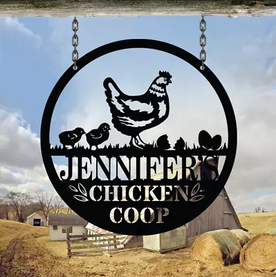 Personalized Metal Chicken Coop Sign Custom Hen House Sign Farm Sign Outdoor • $35.09