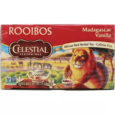 Celestial Seasonings African Red Herbal Tea Rooibos Madagascar Vanilla 20ct X 6 • $89.99