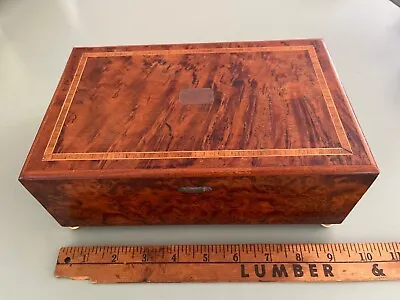 Paris Burl Wood Maple  Inlay Music Box Bovine Bone Feet • $119.99