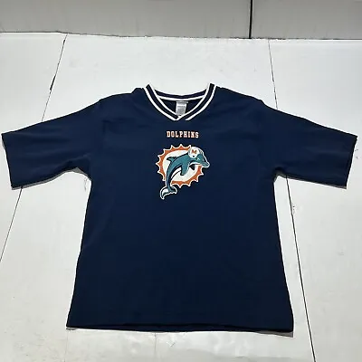 Vintage Miami Dolphins T-Shirt Youth Size L 14-16 Classic Logo Casual Blue • $14