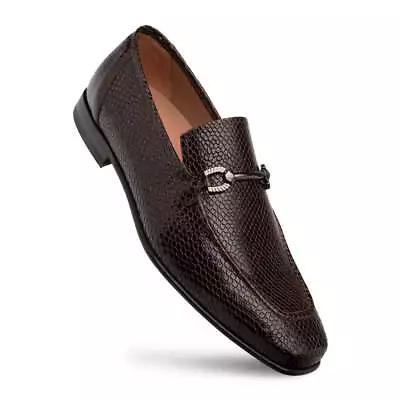 NEW Mezlan Dress Shoes Genuine Leather Snake Print Incontri Bit Loafer Brown • $395