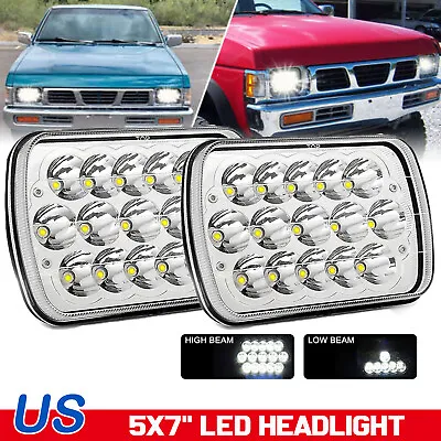 $28.49 • Buy 2PCS 5x7'' 7x6''inch LED Headlights Hi-Lo Beam For Nissan Pickup Hardbody D21 NX