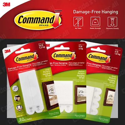 Picture Frame Hanging Strips 3M Command Self Adhesive Stick On Damage Free • £2.29