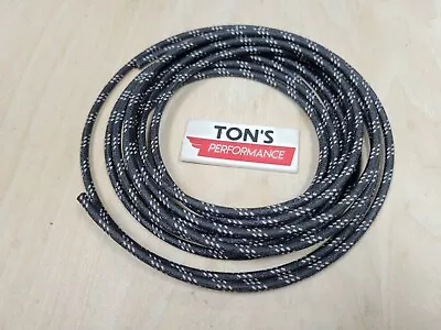 10 Feet Vintage Braided Cloth Covered Primary Wire 12 Gauge 12g Ga Black 3 White • $9.50