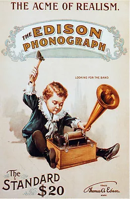 Edison Phonograph POSTER.Home Wall.Realistic.House Art Wall Decor 274i • $57