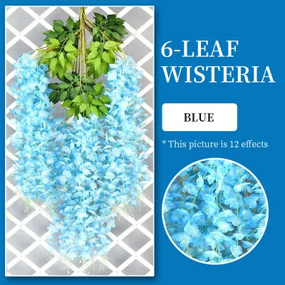 12x Artificial Hanging Wisteria Fake Silk Flowers Vine Plant Home Garden Decor • £10.14