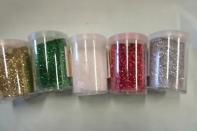 C15g Craft Glitter In Shaker Pot - 5 Christmas Colours Ideal Card Making • £3.50