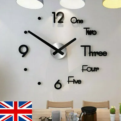 3D Extra Large DIY Roman Numerals Luxury Mirror Wall Sticker Clock Home Decor UK • £5.63