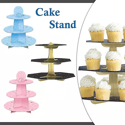 3 Tier Cake Stand Afternoon Tea Kids Party Wedding Muffin Cupcake Dessert Holder • £9.69