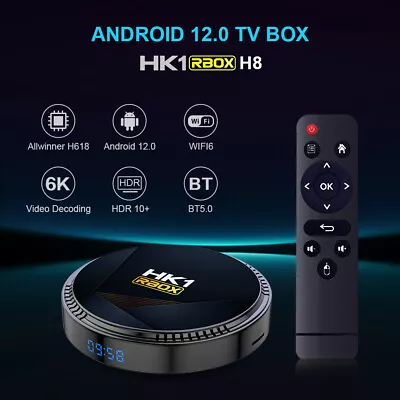 HK1 Rbox-h8 Wifi6 Ultra HD 4+128G Android 12 Quad Core Smart TV Box Media Player • $49.92