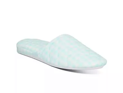 CHARTER CLUB Quilted Gingham Slide Slippers With Memory Foam GREEN -All Sizes • $6.59