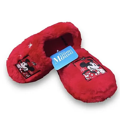 Disney's Slippers 13-1 Minnie Mouse Clog Red Fuzzy 8.75” Sole NWT FREE SHIPPING! • $10.36