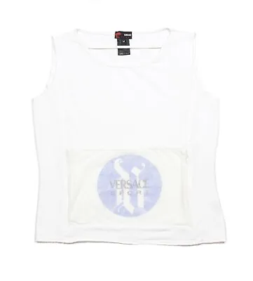 Versace Sport 90S Big Logo Pocket Stretch Tank Top Vintage • $96