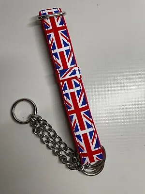 Martingale Half Check Stainless Steel  Choke Chain Dog Collar In  Union Jack • £7.15