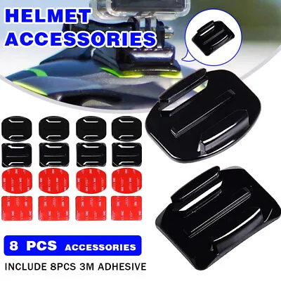 $9.88 • Buy 8Pcs Flat Curved Adhesive Mount Helmet Accessories For Gopro Hero 8/7/2 /3+/6/5