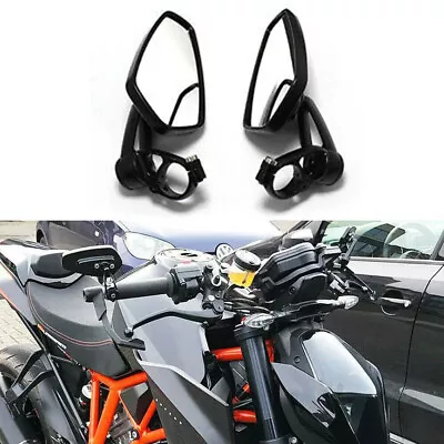 Black Motorcycle 7/8  Handle Bar End Mirrors For Yamaha R1 R6 FZ10 FZ-09 FZ6N MT • $29.27