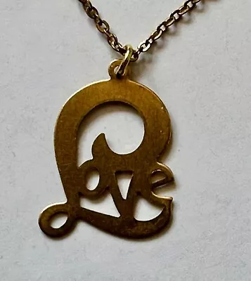 Vintage Love Word Brass Charm Pendant 1   Necklace 18  • $6.95