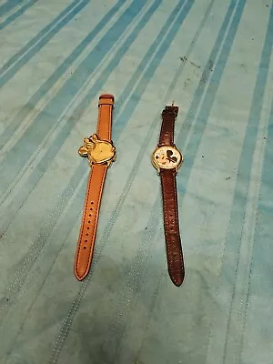 Lot Of 2 Lorus Mickey And Minnie Mouse Watches- Gold Head Shaped Winking Mickey • $40