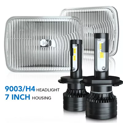 For 1979 80 Plymouth Volare 7  Square Sealed Beam Glass HEADLIGHTs H4 Bulb H6054 • $131.37