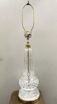 Vintage WATERFORD CRYSTAL Large Scale 34” Table Lamp W/ Brass Accents Signed • $595