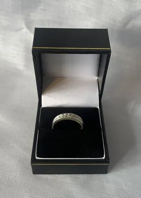 9ct White Gold Stone Set Half Eternity Ring Size Q Hallmarked • £69.45