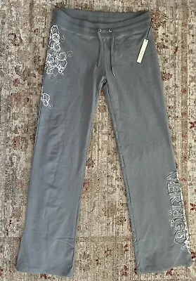 NEW!! VERTIGO Cotton Yoga Pants Flared Gray Fashion Embellished Knit LARGE NWT • $69.99