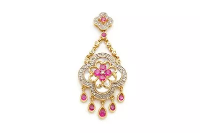 14k Yellow Gold Ruby Diamond Mother Of Pearl Pendant Alwand Vahan • $699.99